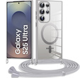 Case for Samsung Galaxy S25 Ultra, Electro MagSafe, silver + Lanyard