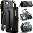 Case CASEME for iPhone16e, RFID Leather Wallet, with shoulder strap, black
