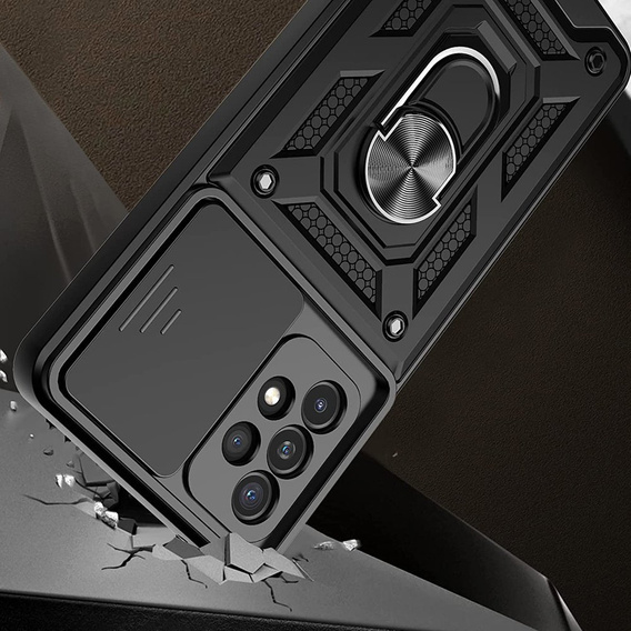 Armored case for Samsung Galaxy A13 4G, armored Slide Ring, black + 9H glass
