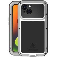 Love Mei Case for iPhone 14, armored with glass, silver