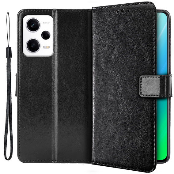 Flip case for Xiaomi Redmi Note 12 5G / POCO X5 5G, Crazy Horse Wallet, black