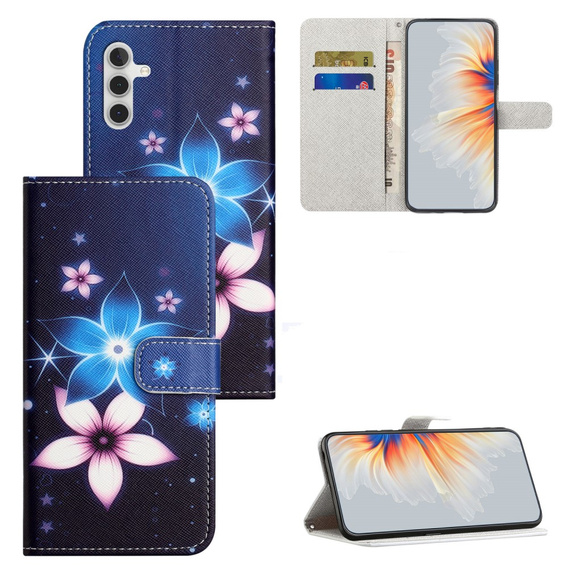 Flip case for Samsung Galaxy M15 5G, Wallet, Blue Flower