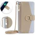 Flip case for iPhone 15 Pro Max, Wallet Zipper Pocket, with mirror, blue