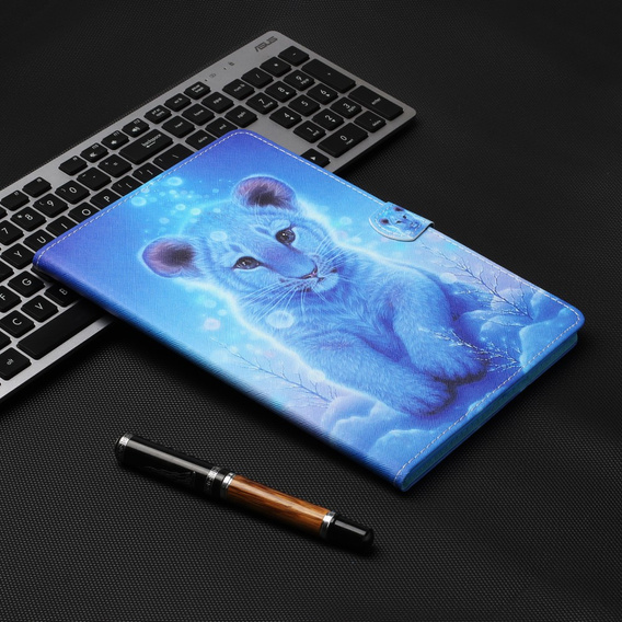 Case for Lenovo Tab M10 Plus TB-X606F, with flap, tiger