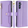 Flip case for Samsung Galaxy A16, Wallet Zipper Pocket, purple