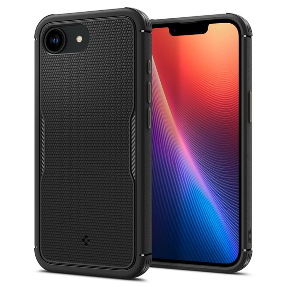 The Spigen Case for iPhone 16E, Core Armor MagSafe, Black + 9H Tempered Glass 