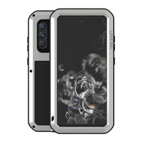Love Mei Case for Samsung Galaxy S21 FE, armored with glass, silver