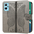 Flip case for Realme 9i / Oppo A96, Butterfly, grey