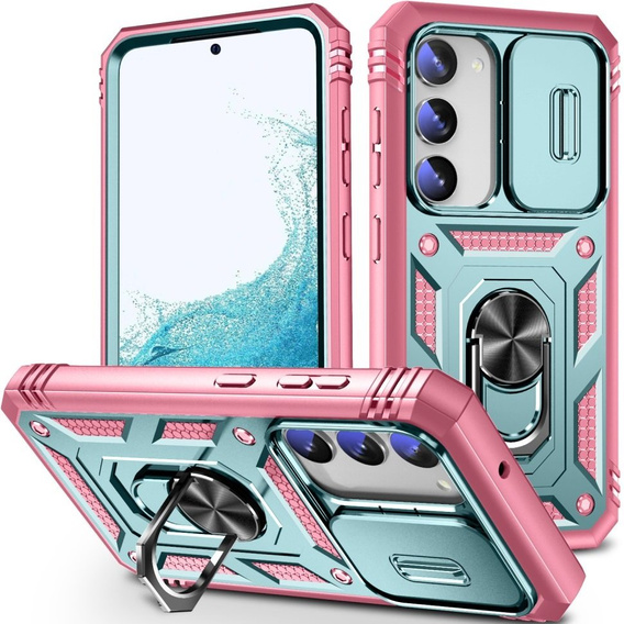 Case for Samsung Galaxy S23, CamShield Slide, green / pink