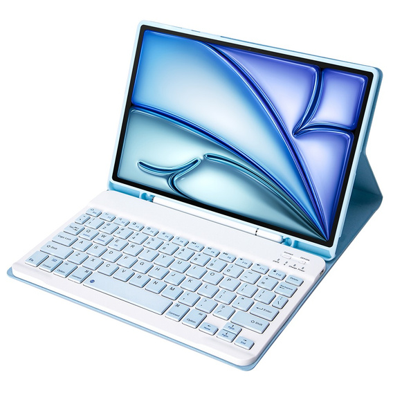 Case + keyboard Apple iPad Air 11" 6 gen. 2024, Leather Pen Slot, light blue
