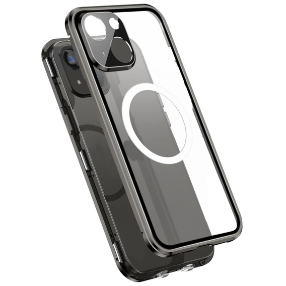 Magnetic Dual Glass MagSafe case for iPhone 14 Plus, black