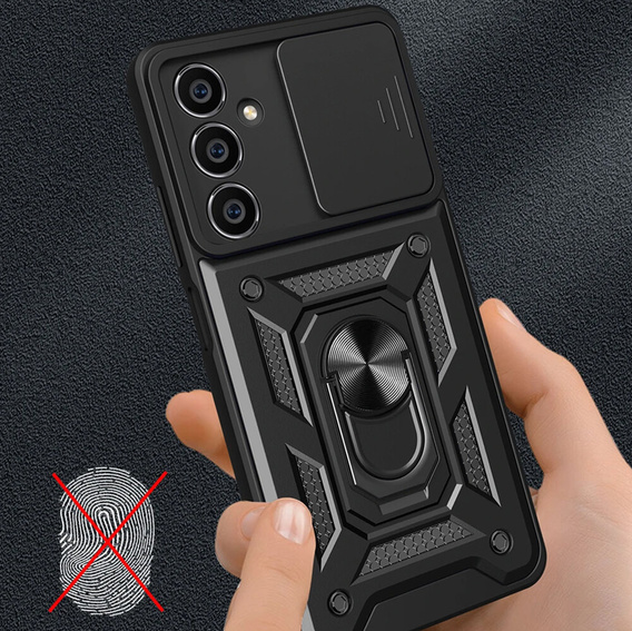 Armored case for Samsung Galaxy A25, armored Slide Ring, black + 9H glass