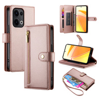 Flip case for Oppo Reno 13 Pro 5G, Wallet Zipper Pocket, pink