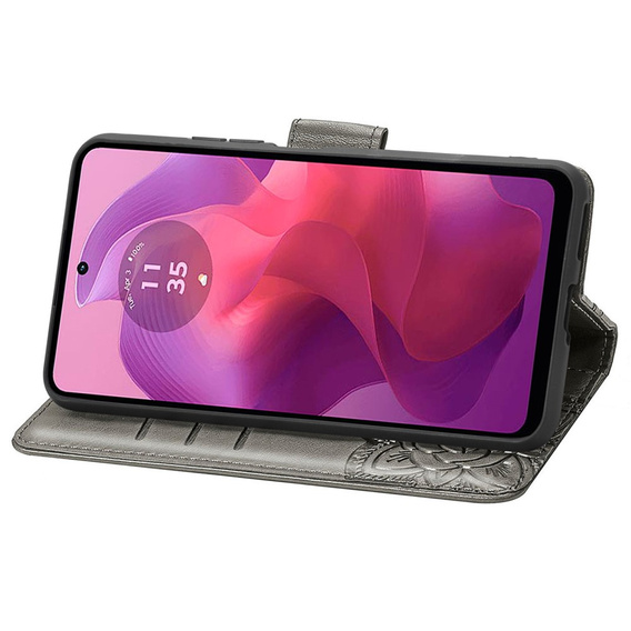 Flip case for Motorola Moto G24 / G24 Power / G04, Butterfly, grey