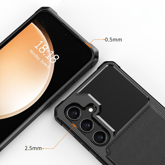 Case for Samsung Galaxy A55 5G, Card Holder Kickstand, black