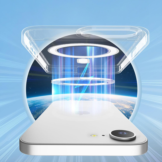 MagSafe Magnetic Case for iPhone 16E, ERBORD CrystalMag, transparent + Glass for screen