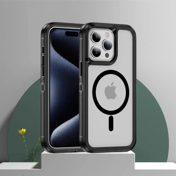 Case with frame for iPhone 12/12 Pro, for MagSafe, transparent / black