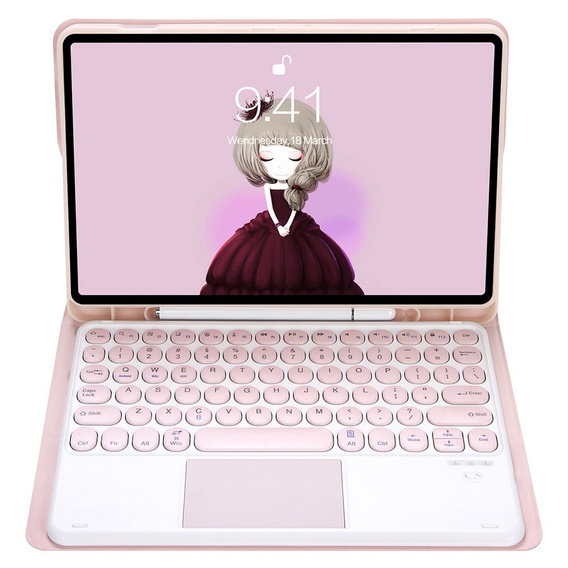 Case + keyboard Samsung Galaxy Tab S6 Lite 2020 P610/P615 / S6 Lite 2022 10.4, Touchpad Pen Slot, pink rose gold