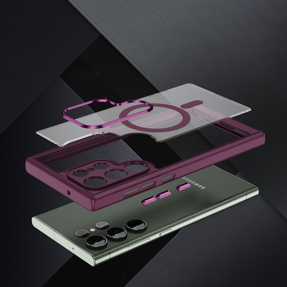 Case for Samsung Galaxy S23 Ultra, ERBORD Impact Guard, MagSafe, maroon