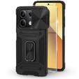 Armored Case for Xiaomi Redmi Note 13 5G, CamShield Slide, black + Tempered Glass 9H