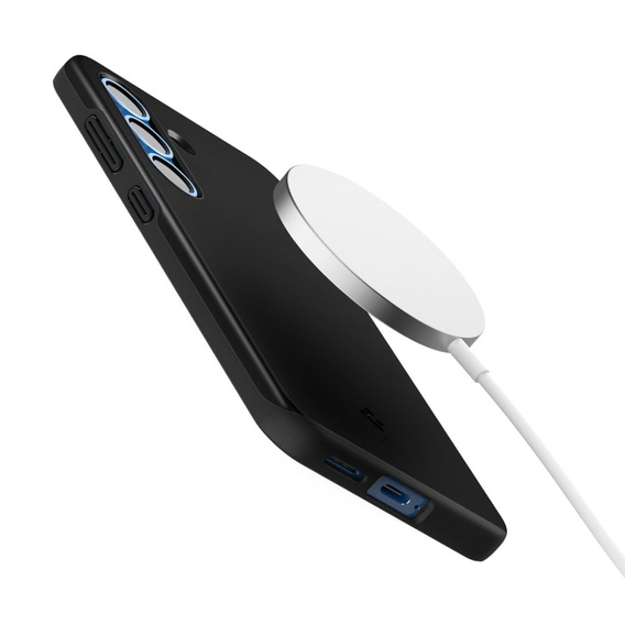 Spigen case for Samsung Galaxy S25, Thin Fit Mag, black + 9H tempered glass