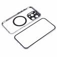 Magnetic Dual Glass MagSafe case for iPhone 16 Pro Max, silver