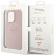 GUESS Case for iPhone 14 Pro, Saffiano MagSafe, pink