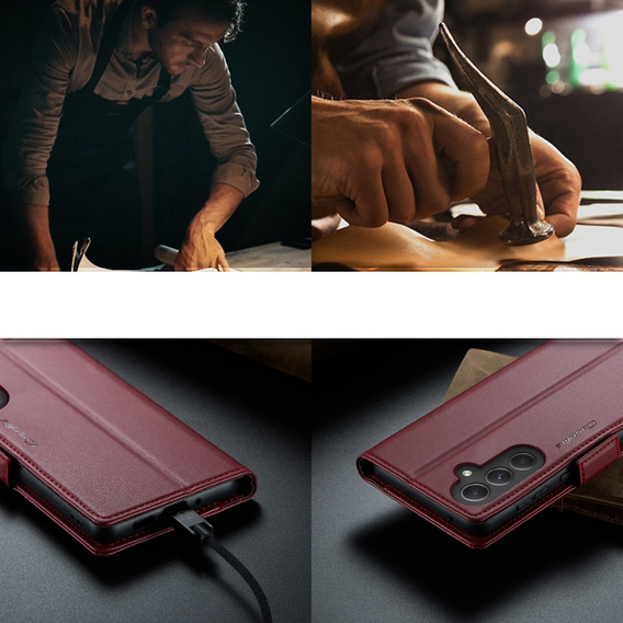 CASEME flip case for Samsung Galaxy A54 5G, Litchi Wallet, red