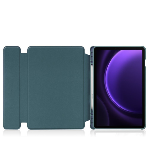 Keyboard case for Samsung Galaxy Tab S10 Lite / S10 FE / S9 FE, Rotary 360° Leather, dark green