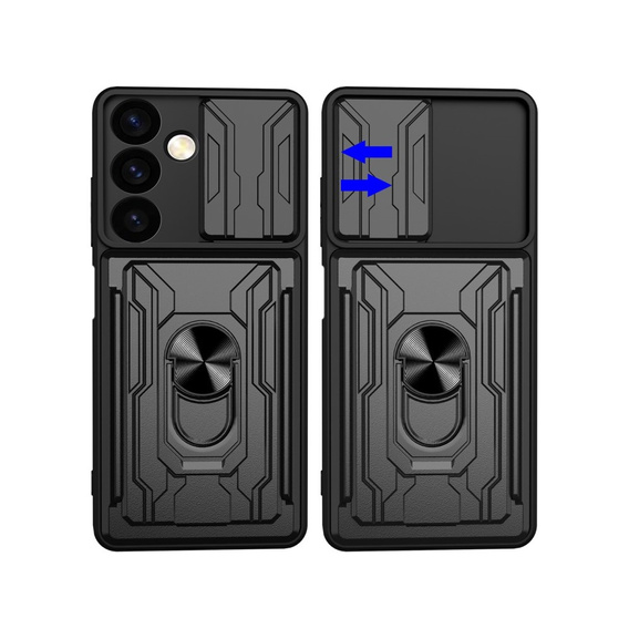 Armored case for Samsung Galaxy S24, Camera Slide Card Slot, black