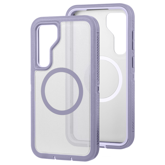 Case with frame for Samsung Galaxy S23 FE, for MagSafe, transparent / purple