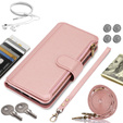 Flip case for Samsung Galaxy S24 Ultra, Wallet Zipper Pocket RFID, with shoulder strap, black
