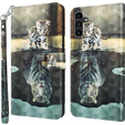 Flip case for Samsung Galaxy A14 4G/5G, Wallet, Cat & Tiger, grey
