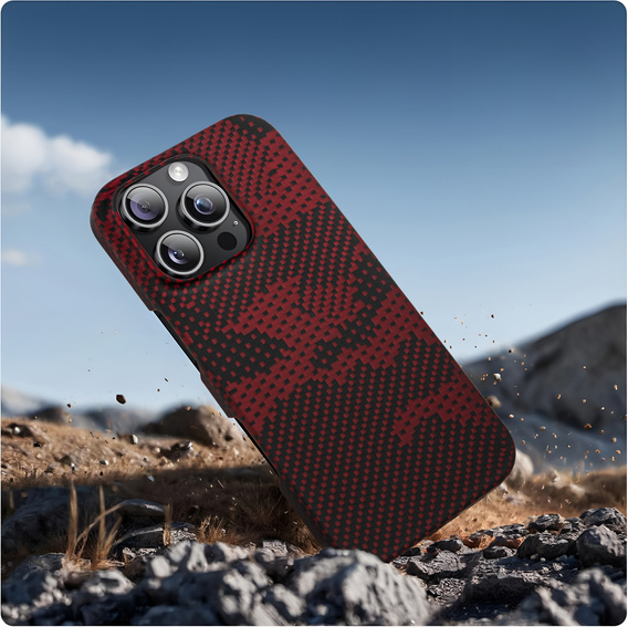 Case for iPhone 16 Pro Max, Aramid Fiber MagSafe, red