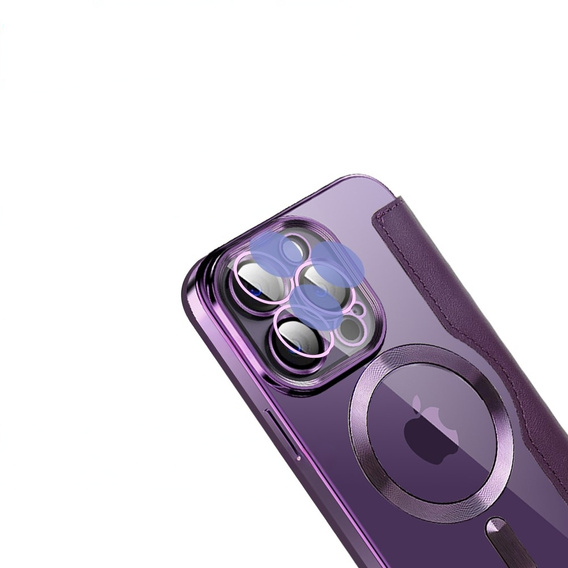 Flip case for iPhone 13 Pro, RFID Wallet MagSafe CamShield, purple