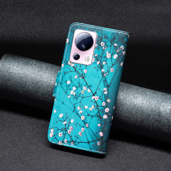 Flip case for Xiaomi 13 Lite, Wallet, sakura, blue