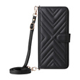Crossbody Leather Wallet flip case for Xiaomi Poco F7 Pro, black