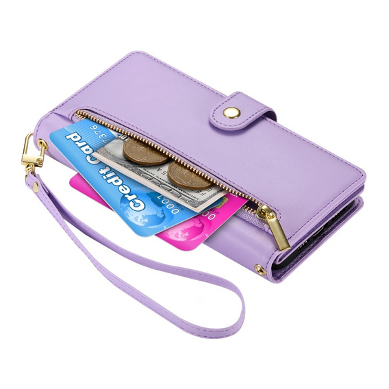 Flip case for Xiaomi Redmi Note 14 Pro 5G / Poco X7 5G, Wallet Zipper Pocket, purple