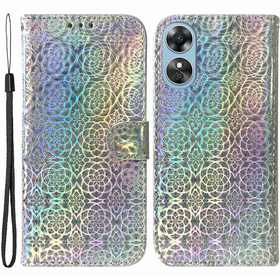 Flip case for Oppo A17, Wallet mandala, grey