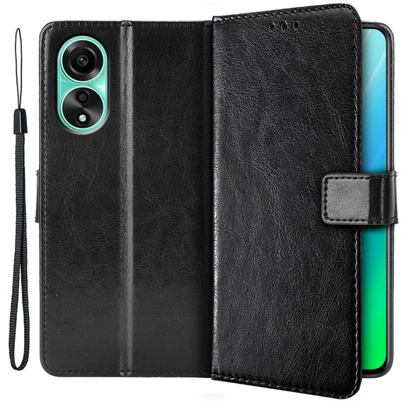 Flip case for Oppo A78 4G, Crazy Horse Wallet, black