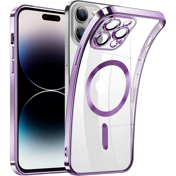 Case for iPhone 14 Pro Max, Electro MagSafe, purple + Screen Glass