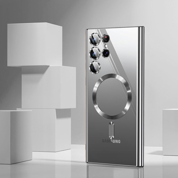 Case for Samsung Galaxy S25 Ultra, Electro MagSafe, silver + Screen Glass