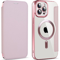 Flip case for iPhone 12 Pro, RFID Wallet MagSafe CamShield, pink