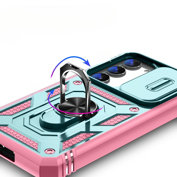 Case for Samsung Galaxy S23, CamShield Slide, green / pink
