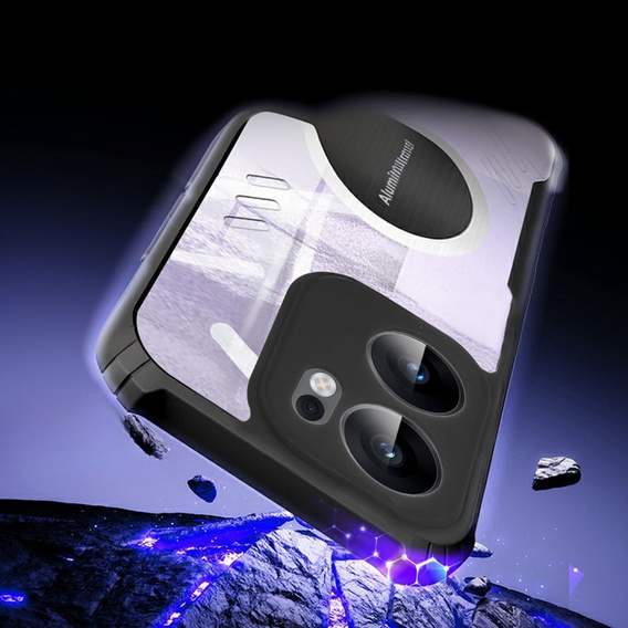 Case for Oppo Reno 13F / Oppo Reno 13FS, with magnetic sheet, transparent / black