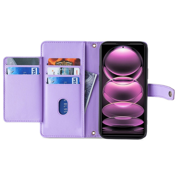 Flip case for Xiaomi 13T / 13T Pro / Redmi K60 Ultra, Wallet Zipper Pocket, purple
