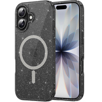 Case for iPhone 17, for MagSafe, glitter, translucent black