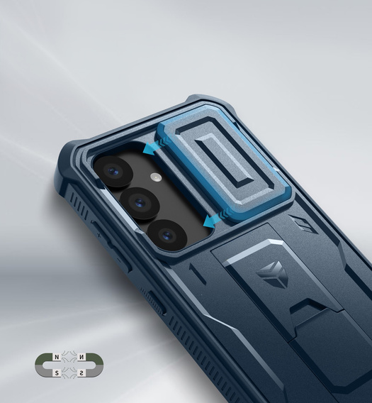 Armored case for Samsung Galaxy S25, Dexnor Full Body (Two Frames), dark blue