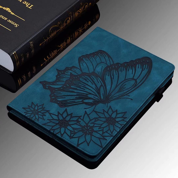 Case for Lenovo Tab M9, Wallet Pen Slot, butterflies, brown