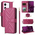 Crossbody Leather Wallet flip case for Xiaomi Poco M7 Pro 5G, maroon